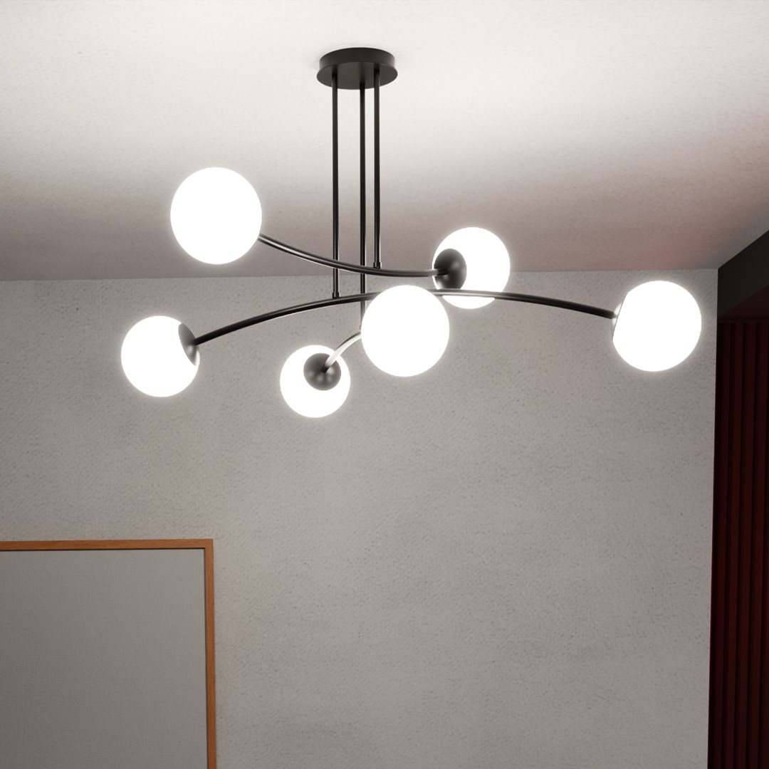 Emibig Stropna svjetiljka HALLDOR 230V 10W MAX LED E14 Čelik/ Staklo Crna