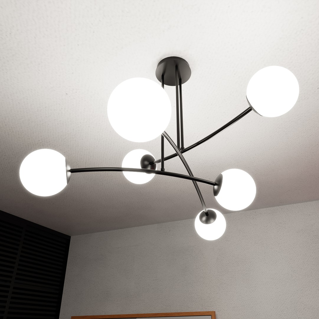 Emibig Stropna svjetiljka HALLDOR 230V 10W MAX LED E14 Čelik/ Staklo Crna