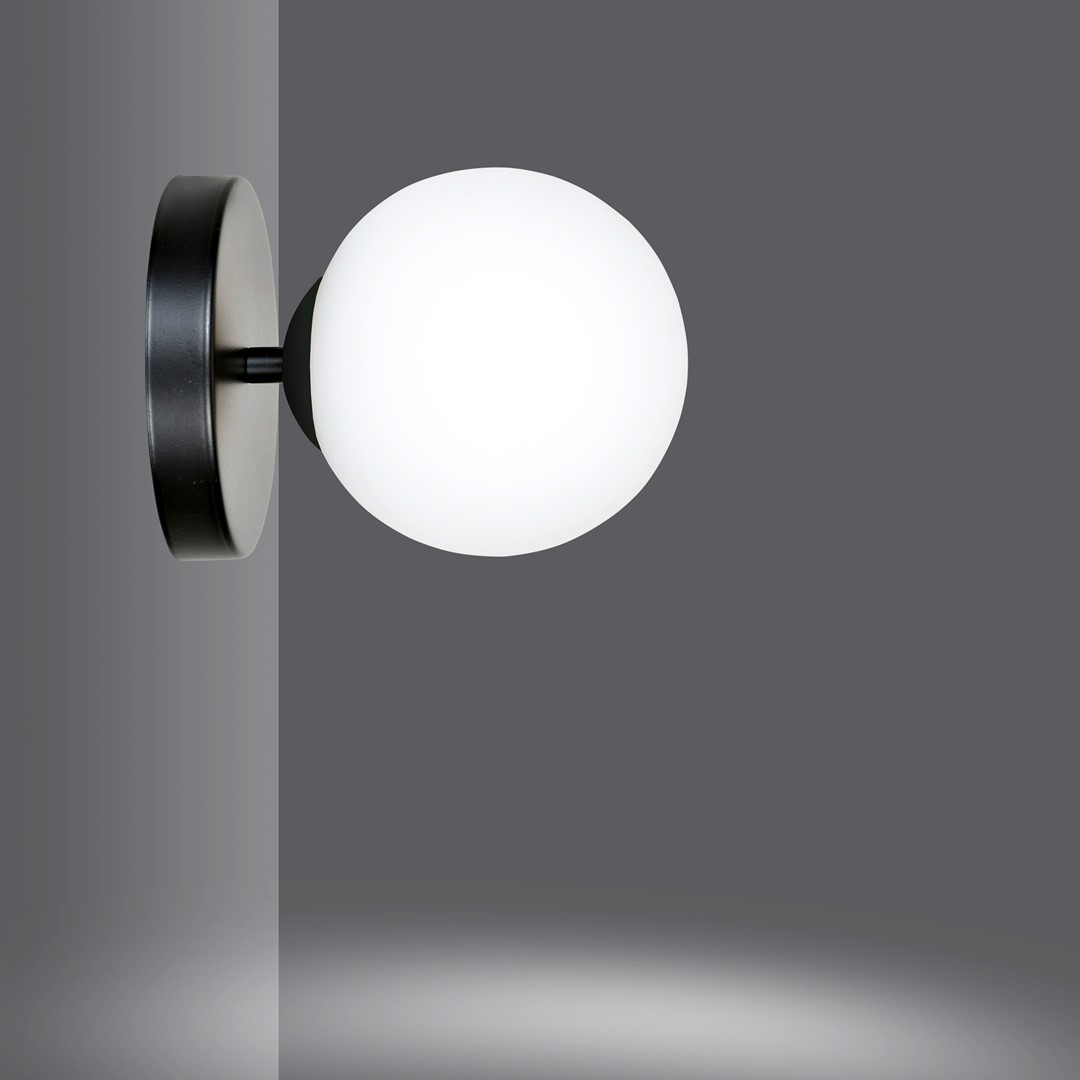 Emibig Zidna lampa HALLDOR 230V 10W MAX LED E14 Čelik/ Staklo Crna