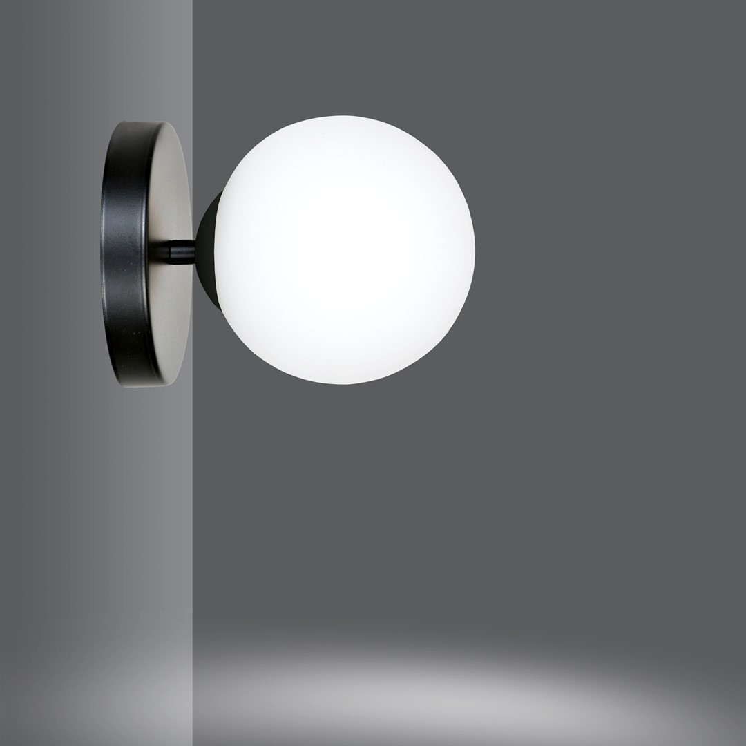 Emibig Zidna lampa KALF 230V 10W MAX LED E14 Čelik/ Staklo Crna