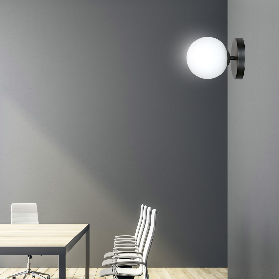 Emibig Zidna lampa KALF 230V 10W MAX LED E14 Čelik/ Staklo Crna