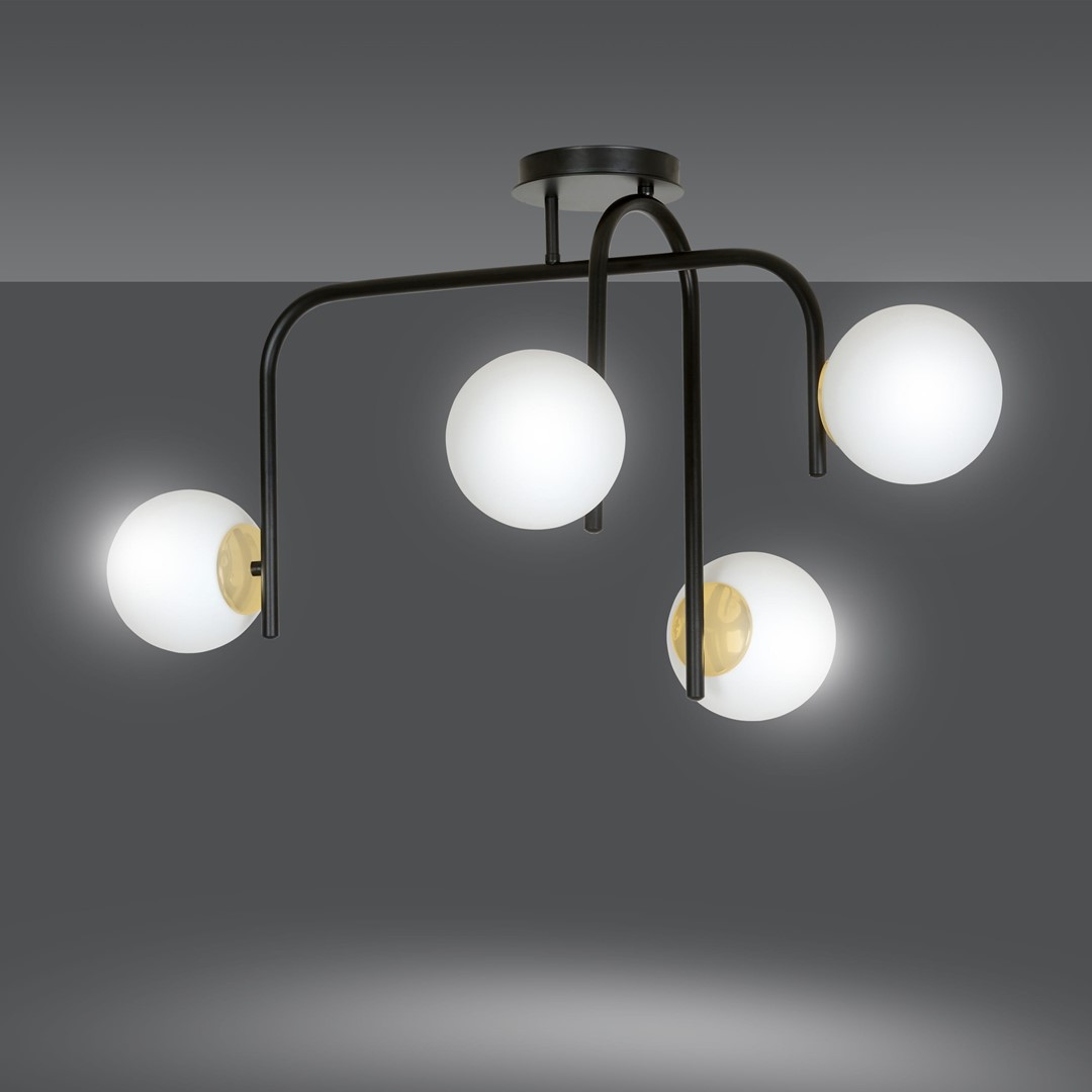 Emibig Stropna svjetiljka RAGNAR 230V 10W MAX LED E14 Čelik/ Staklo Crna/ Zlatna