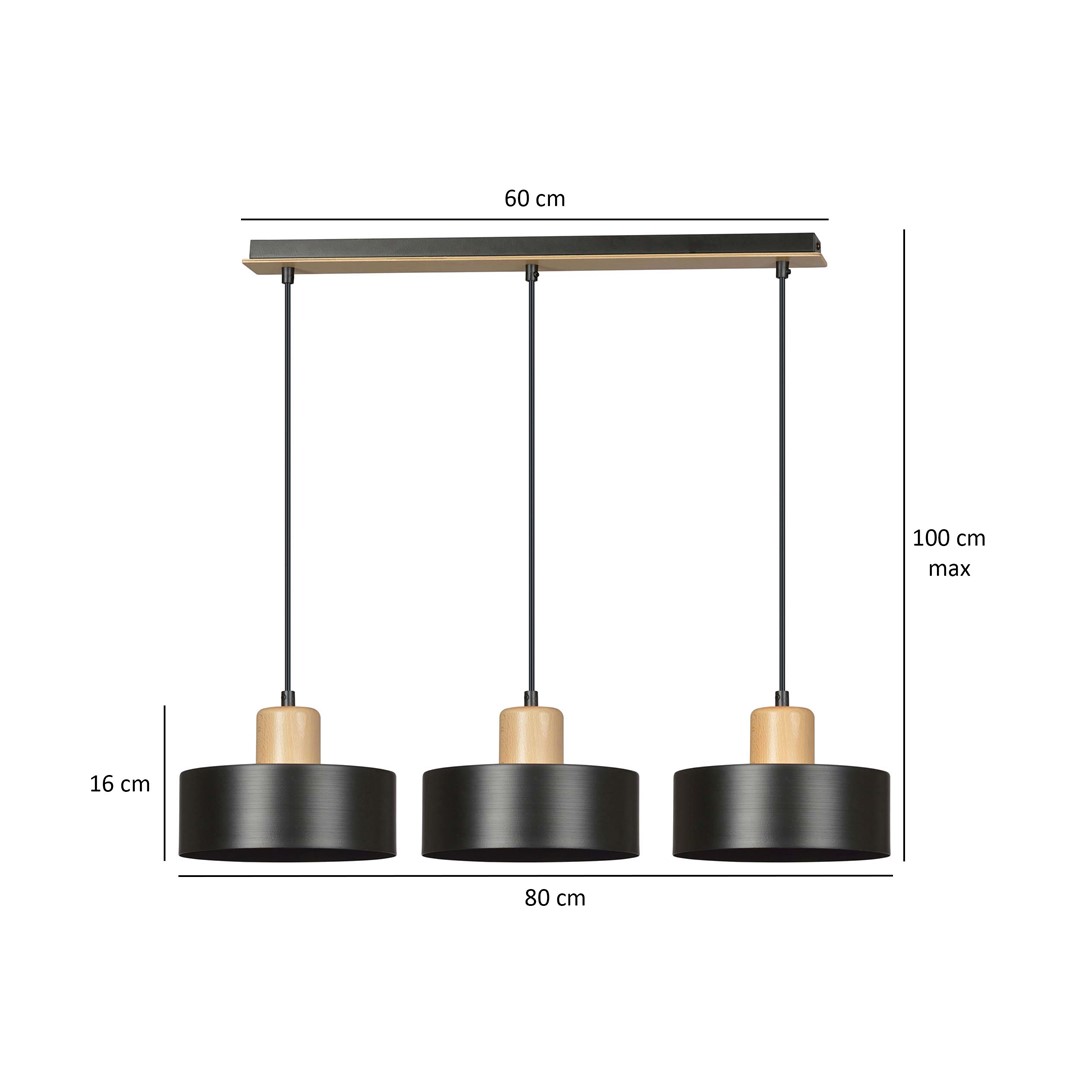 Emibig Visilica TORIN 230V 15W MAX LED E27 Čelik/ Drvo Crna