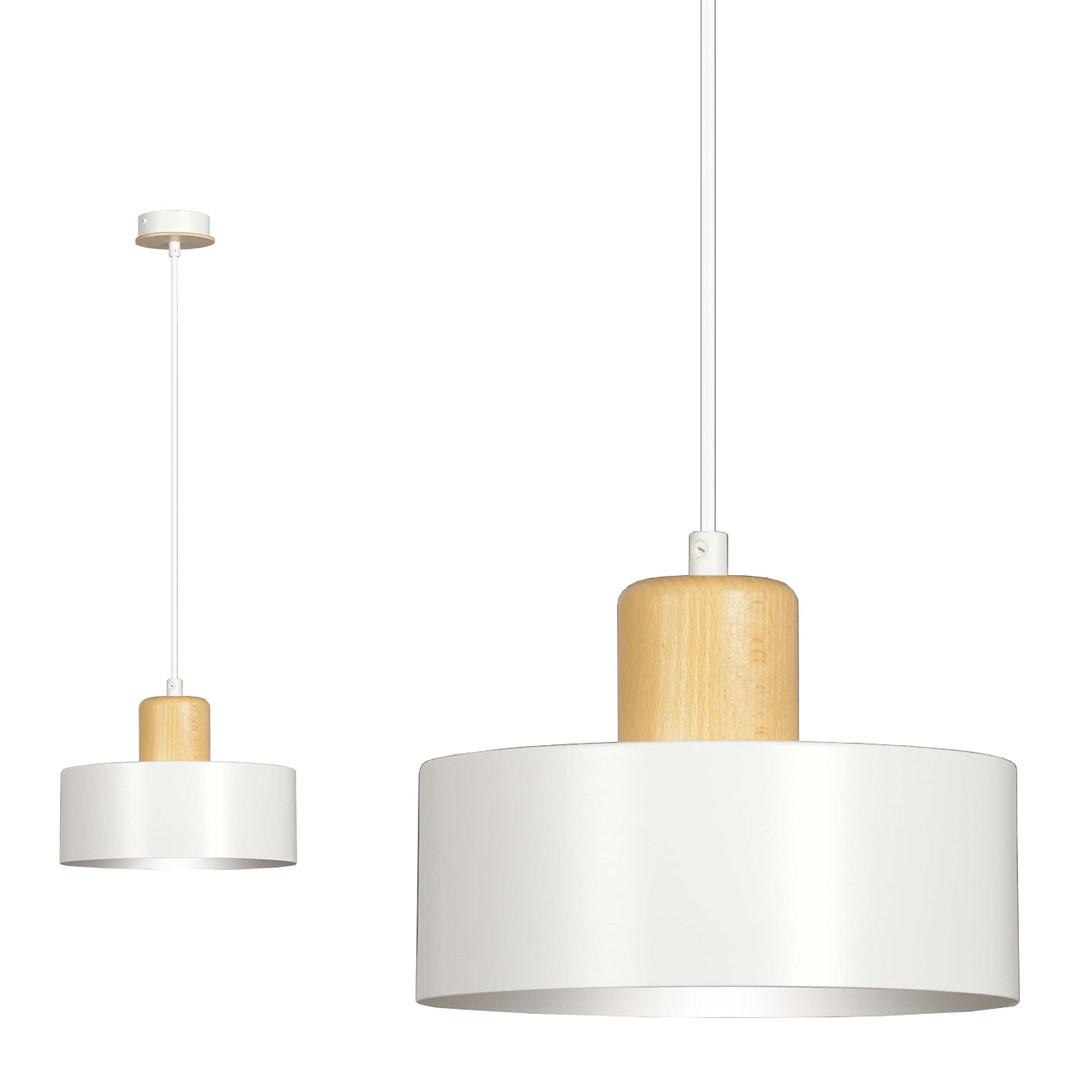 Emibig Visilica TORIN 230V 15W MAX LED E27 Čelik/ Drvo Bijela