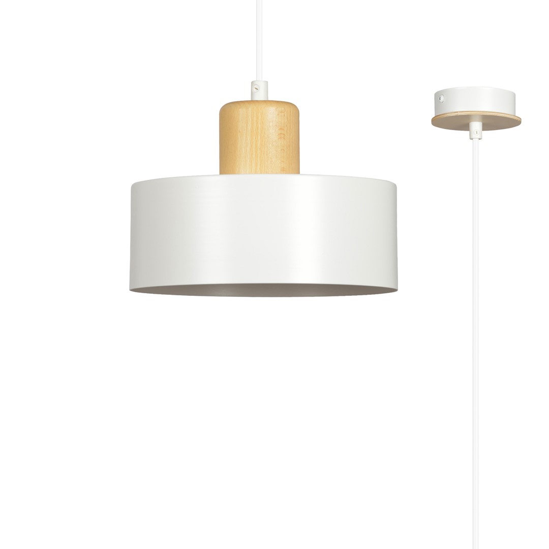 Emibig Visilica TORIN 230V 15W MAX LED E27 Čelik/ Drvo Bijela