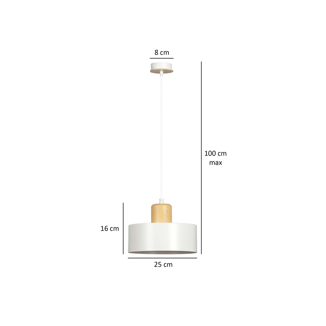 Emibig Visilica TORIN 230V 15W MAX LED E27 Čelik/ Drvo Bijela