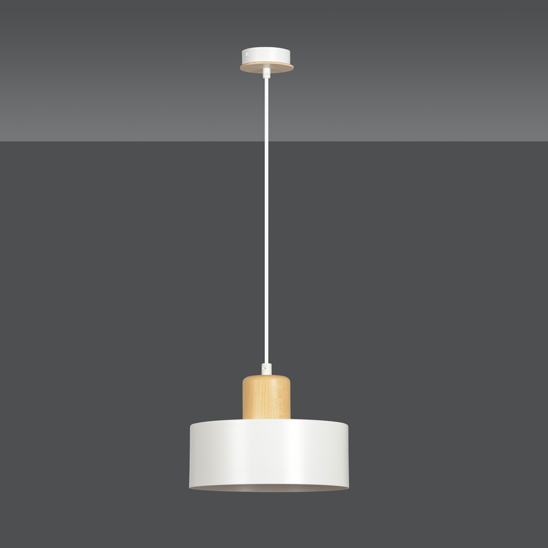 Emibig Visilica TORIN 230V 15W MAX LED E27 Čelik/ Drvo Bijela