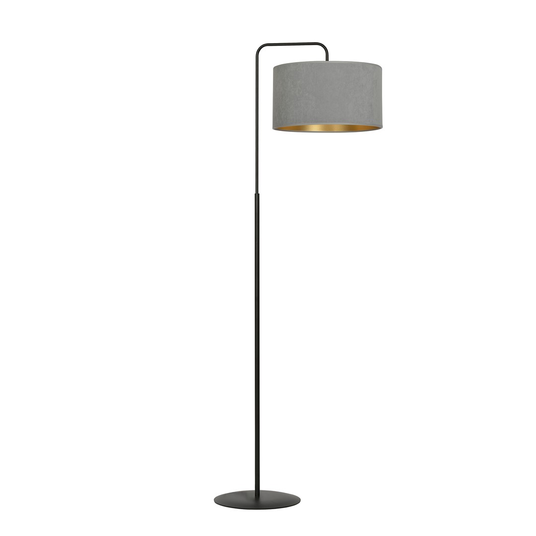 Emibig Podna lampa HILDE 230V 15W MAX LED E27 Čelik/ Tkanina Crna