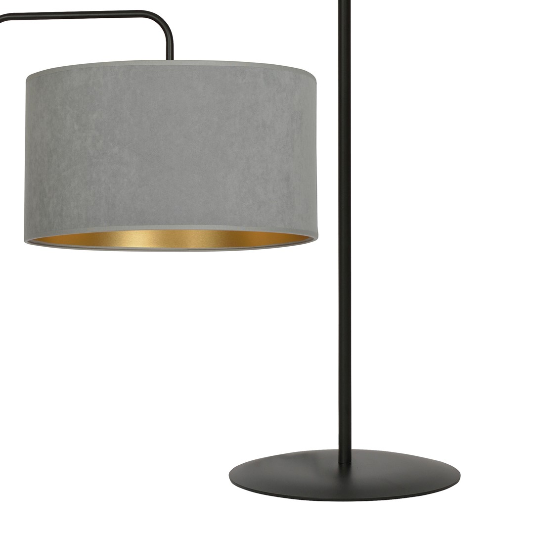Emibig Podna lampa HILDE 230V 15W MAX LED E27 Čelik/ Tkanina Crna