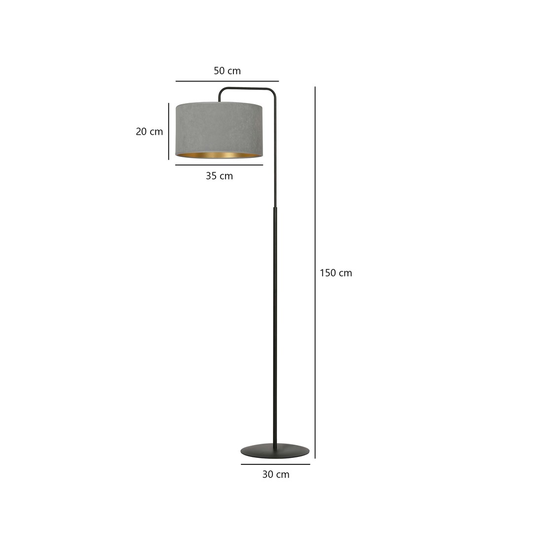 Emibig Podna lampa HILDE 230V 15W MAX LED E27 Čelik/ Tkanina Crna