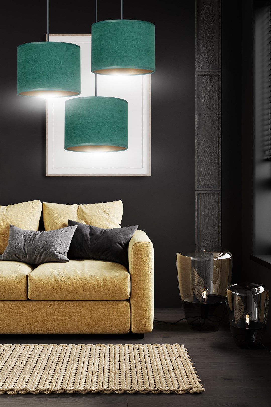 Emibig Visilica HILDE 230V 15W MAX LED E27 Čelik/ Tkanina Crna