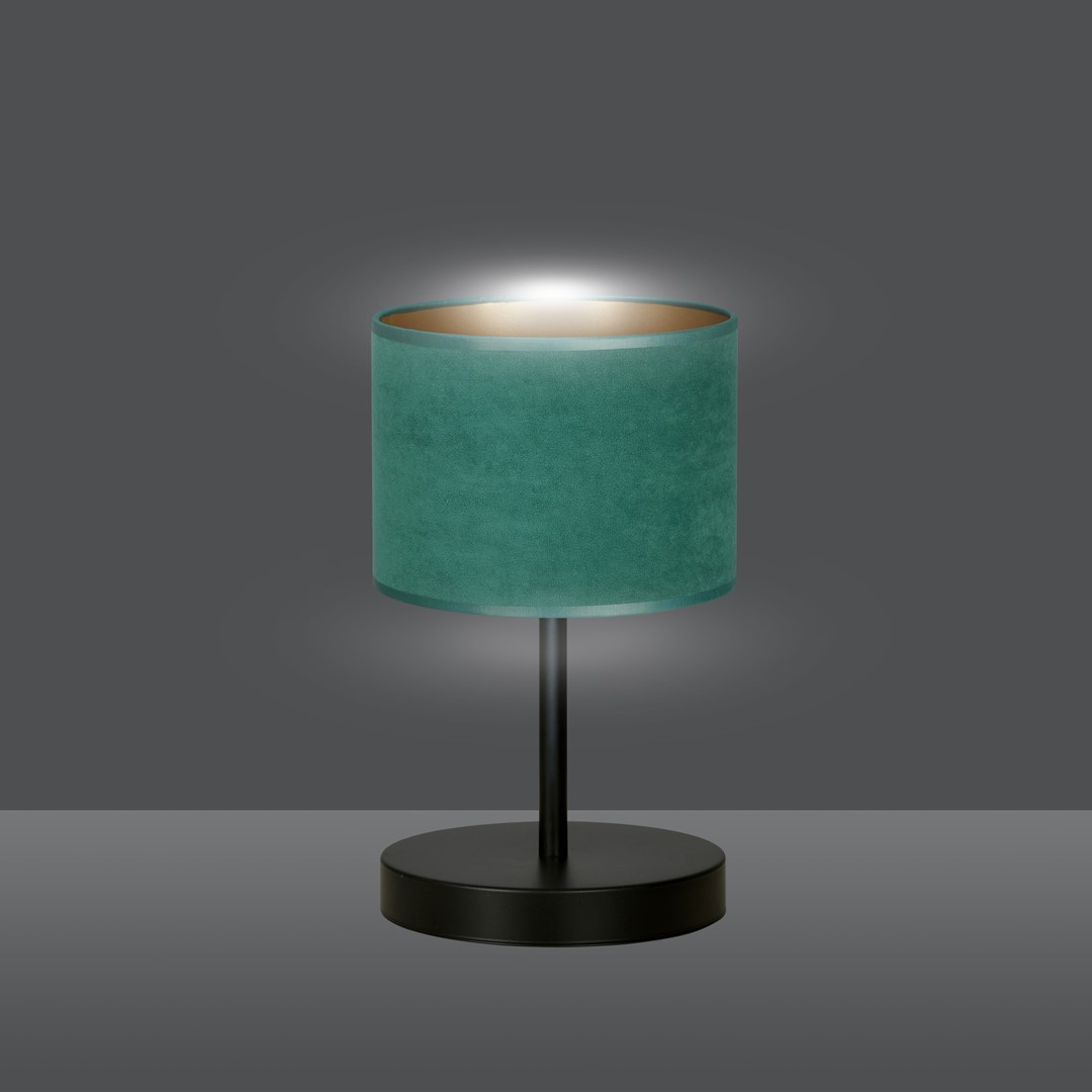 Emibig Stolna lampa HILDE 230V 15W MAX LED E27 Čelik/ Tkanina Crna