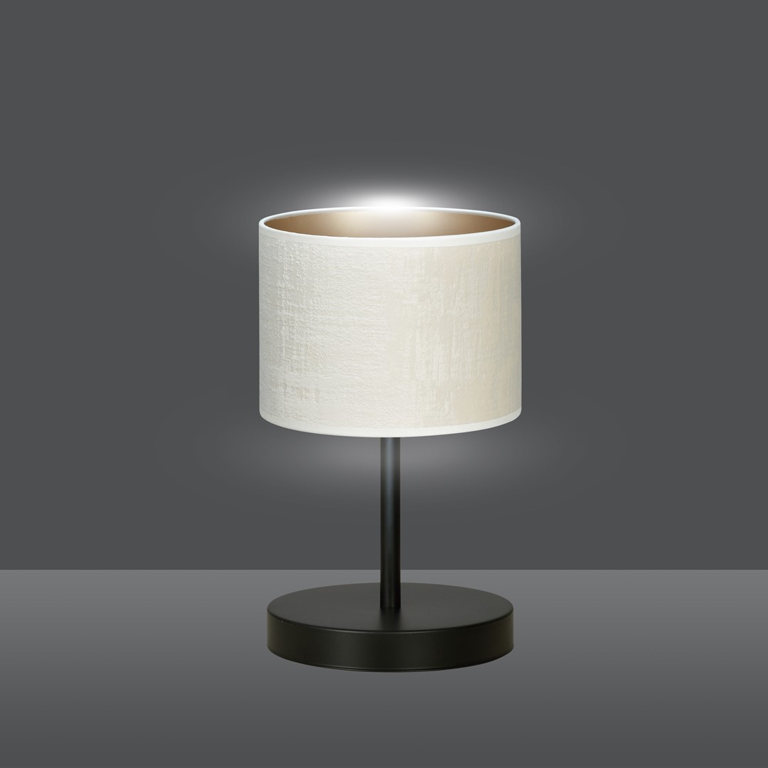 Emibig Stolna lampa HILDE 230V 15W MAX LED E27 Čelik/ Tkanina Crna
