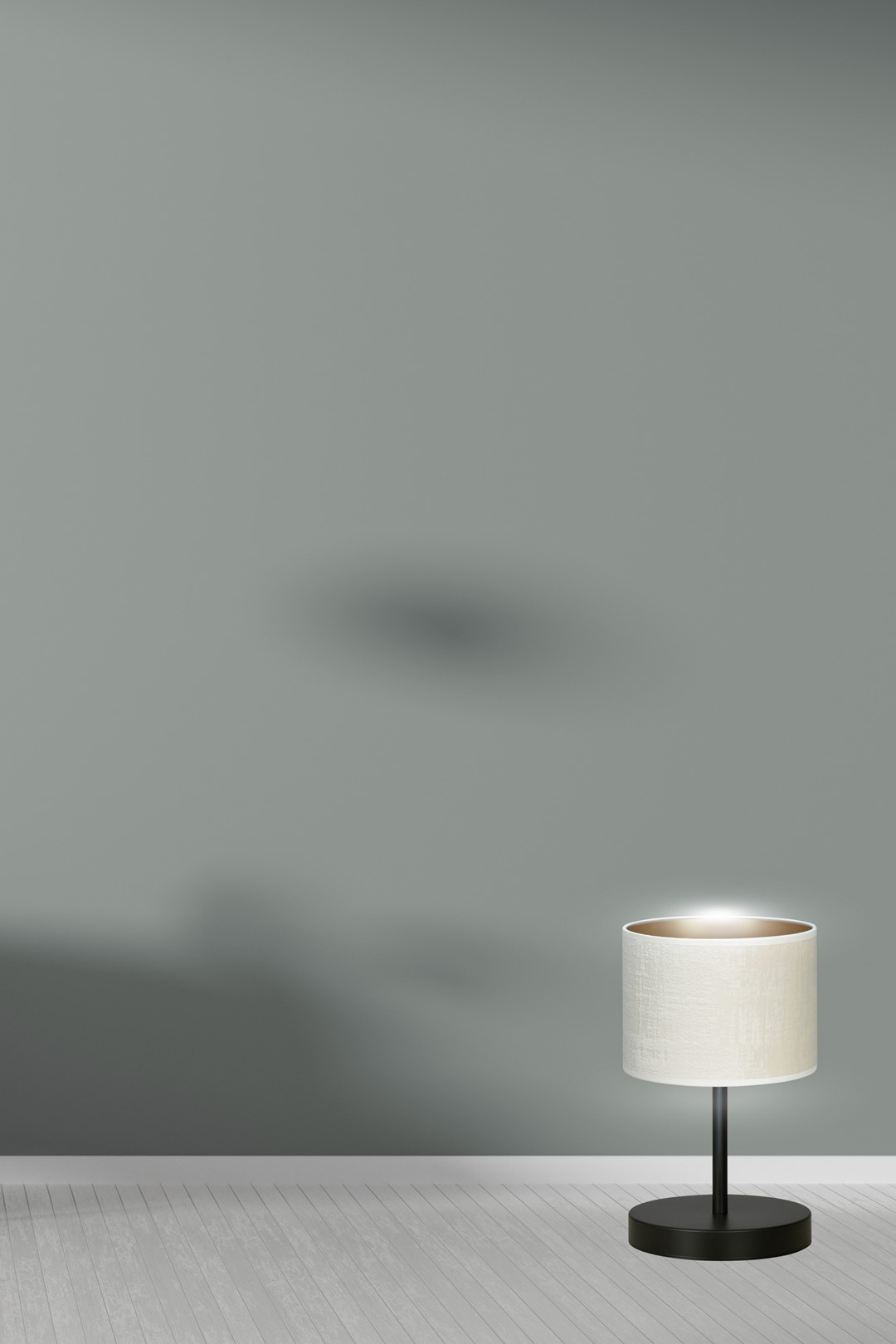 Emibig Stolna lampa HILDE 230V 15W MAX LED E27 Čelik/ Tkanina Crna