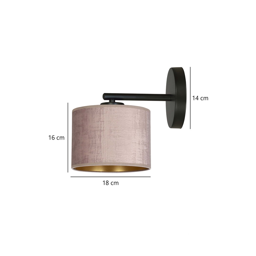 Emibig Zidna lampa HILDE 230V 15W MAX LED E27 Čelik/ Tkanina Crna