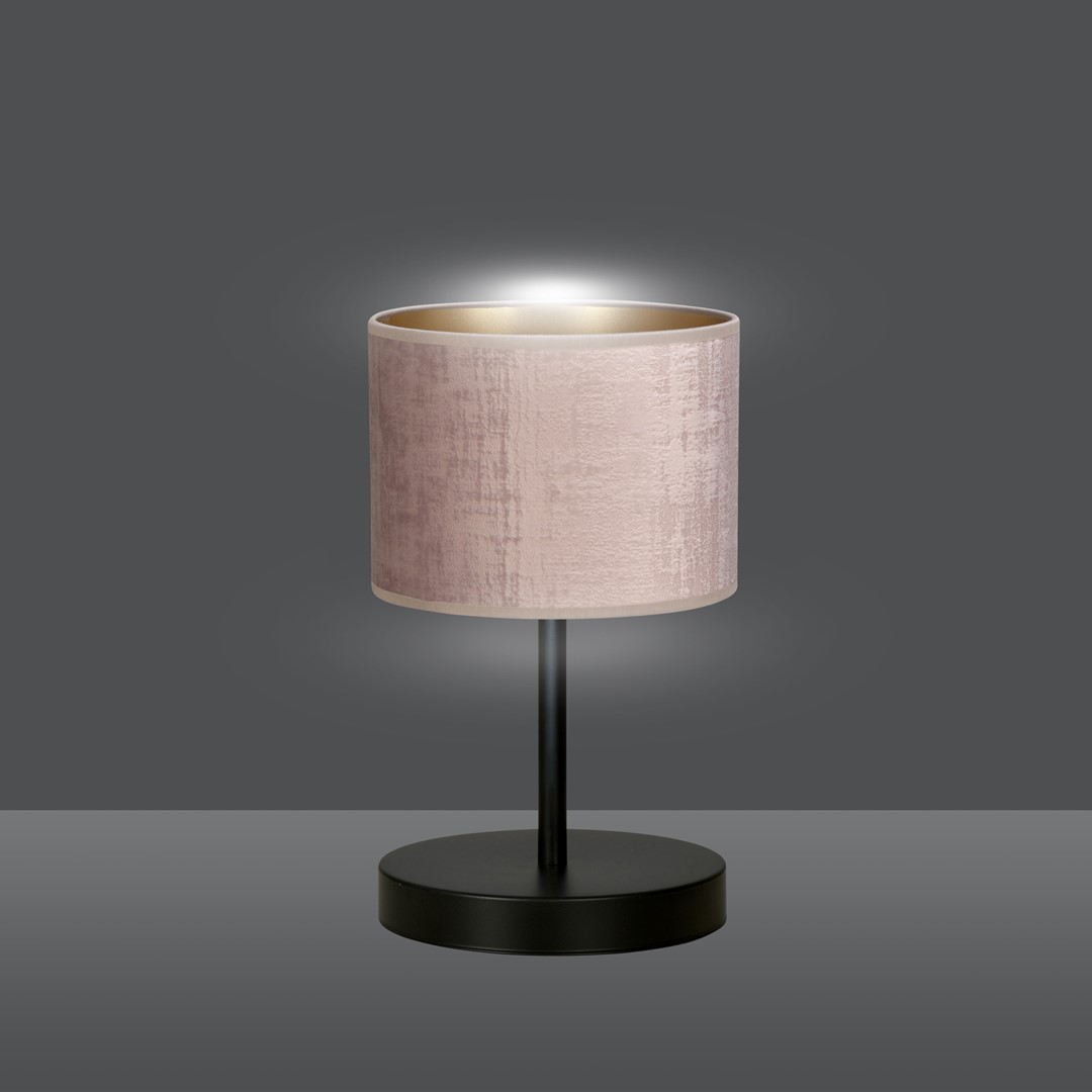 Emibig Stolna lampa HILDE 230V 15W MAX LED E27 Čelik/ Tkanina Crna