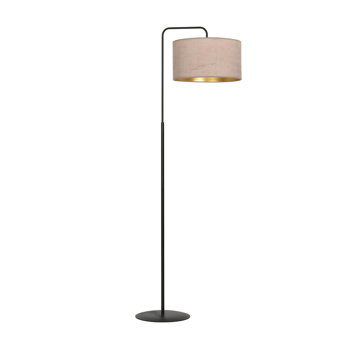 Emibig Podna lampa HILDE 230V 15W MAX LED E27 Čelik/ Tkanina Crna