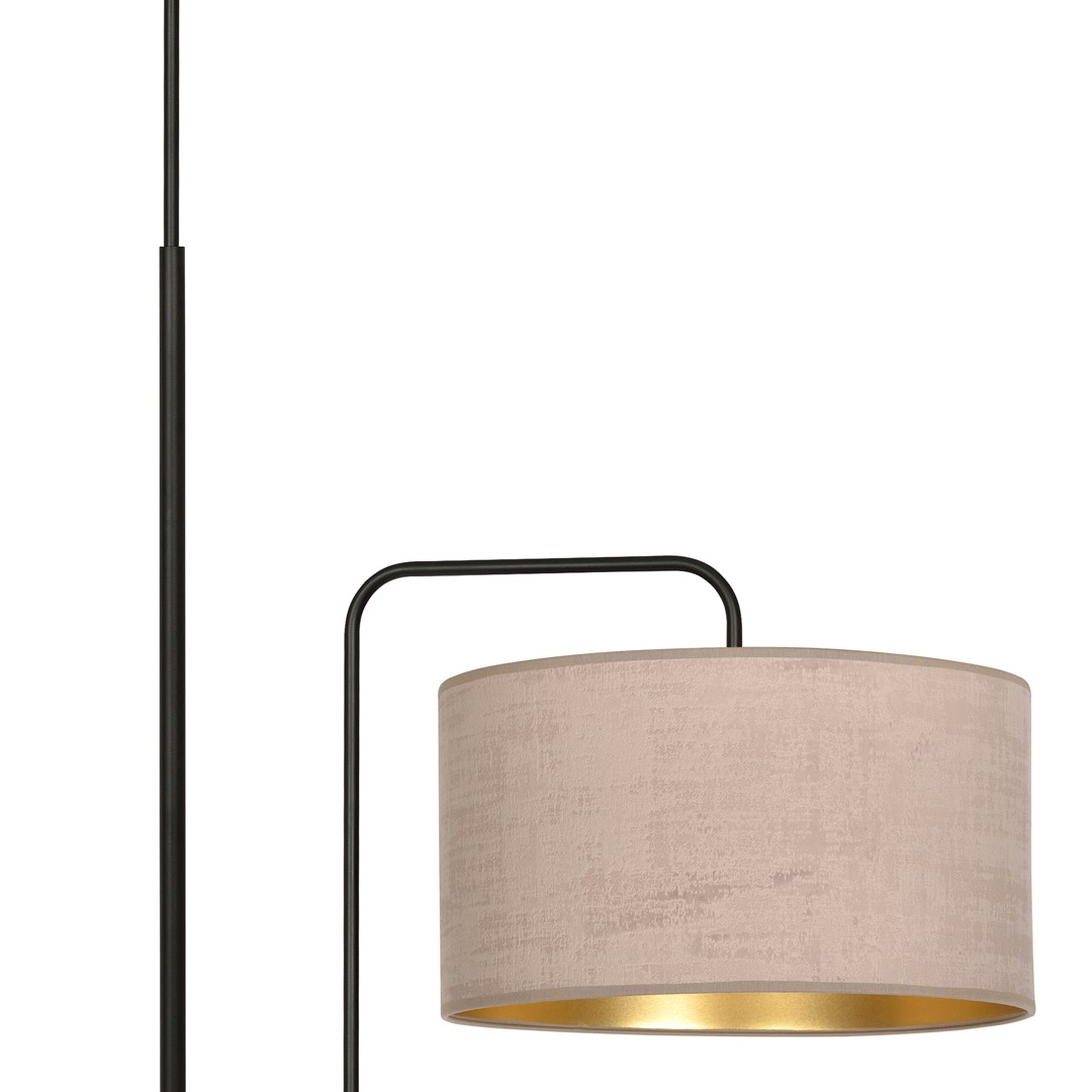 Emibig Podna lampa HILDE 230V 15W MAX LED E27 Čelik/ Tkanina Crna