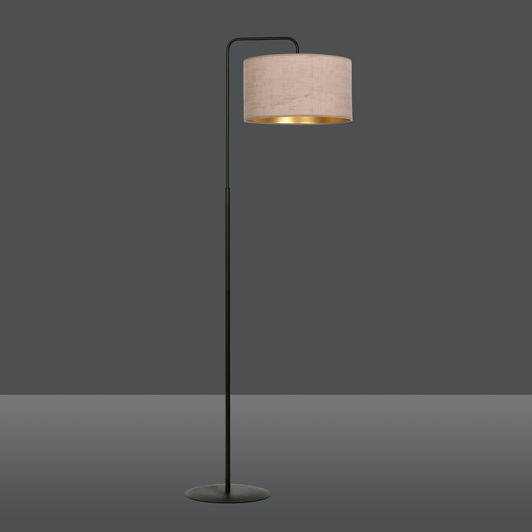 Emibig Podna lampa HILDE 230V 15W MAX LED E27 Čelik/ Tkanina Crna