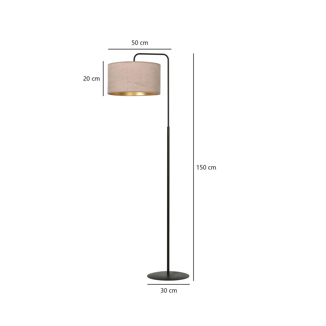 Emibig Podna lampa HILDE 230V 15W MAX LED E27 Čelik/ Tkanina Crna