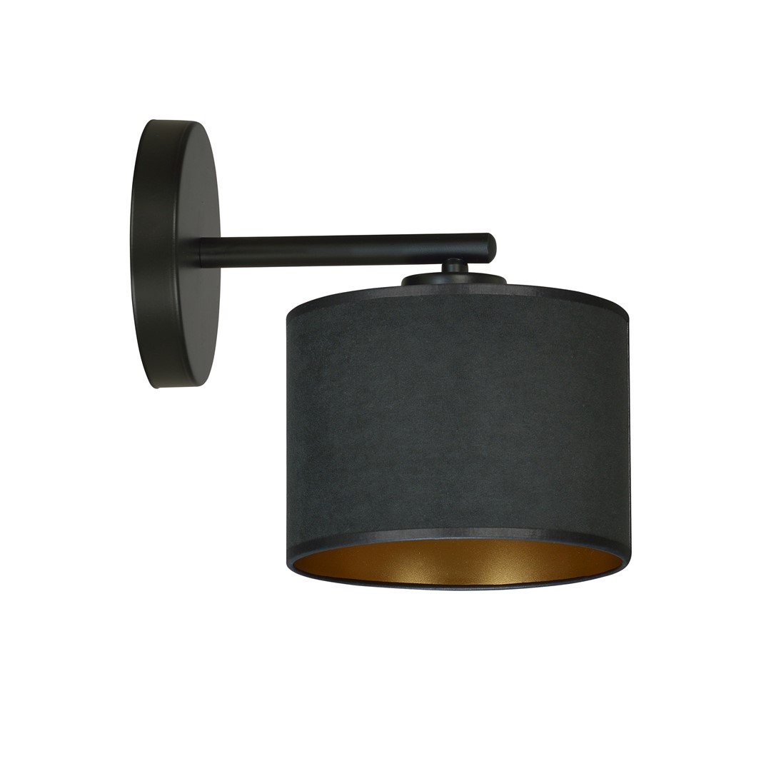 Emibig Zidna lampa HILDE 230V 15W MAX LED E27 Čelik/ Tkanina Crna
