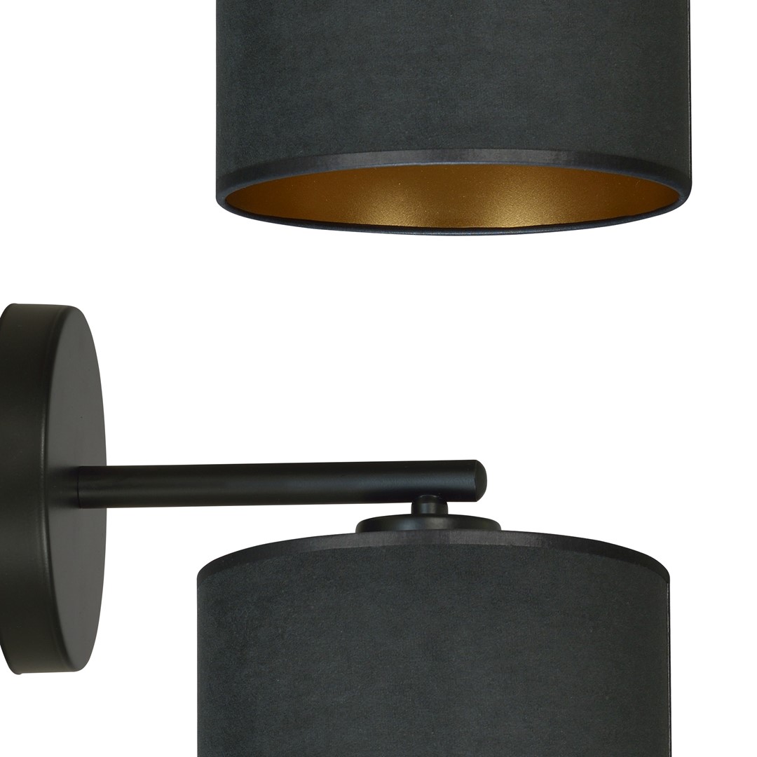 Emibig Zidna lampa HILDE 230V 15W MAX LED E27 Čelik/ Tkanina Crna