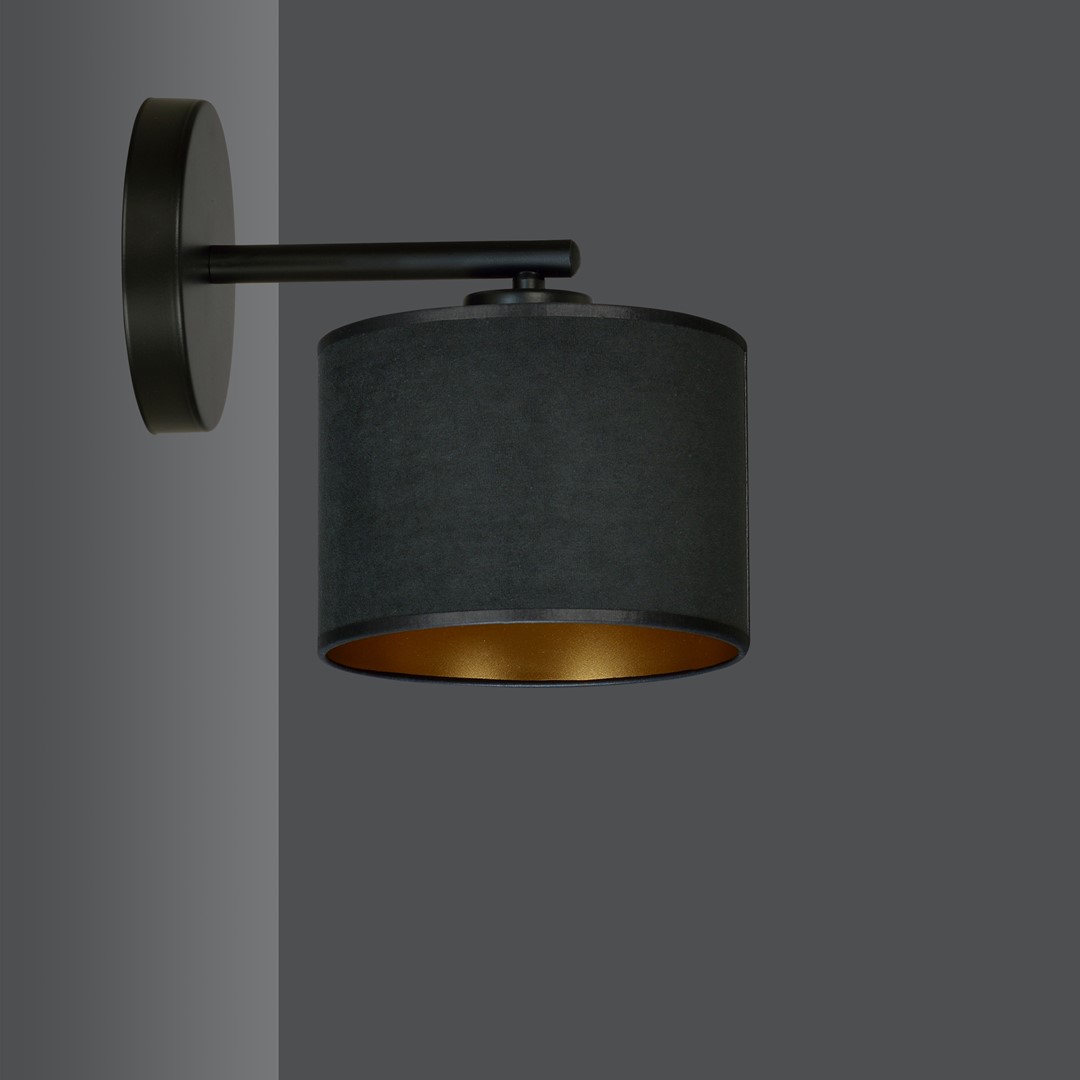 Emibig Zidna lampa HILDE 230V 15W MAX LED E27 Čelik/ Tkanina Crna