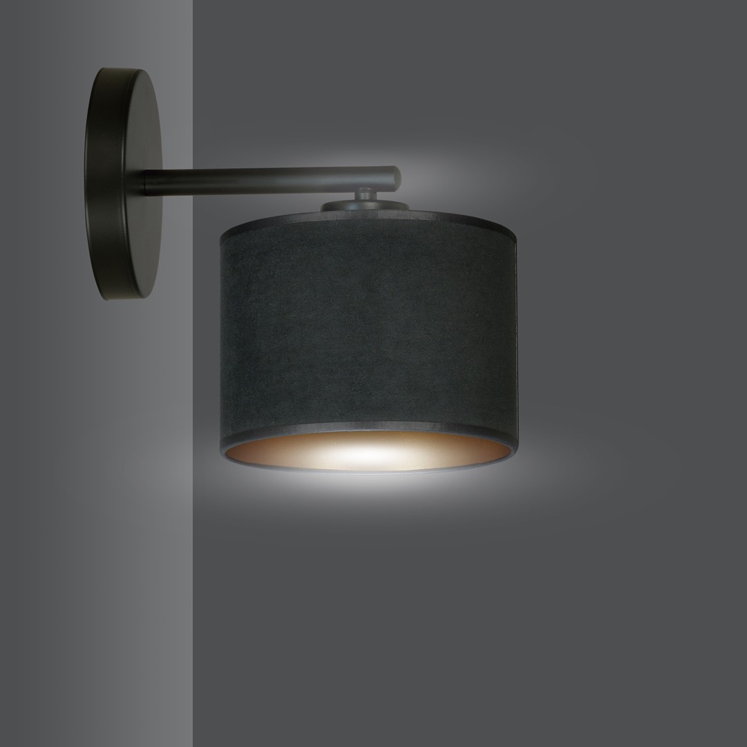 Emibig Zidna lampa HILDE 230V 15W MAX LED E27 Čelik/ Tkanina Crna