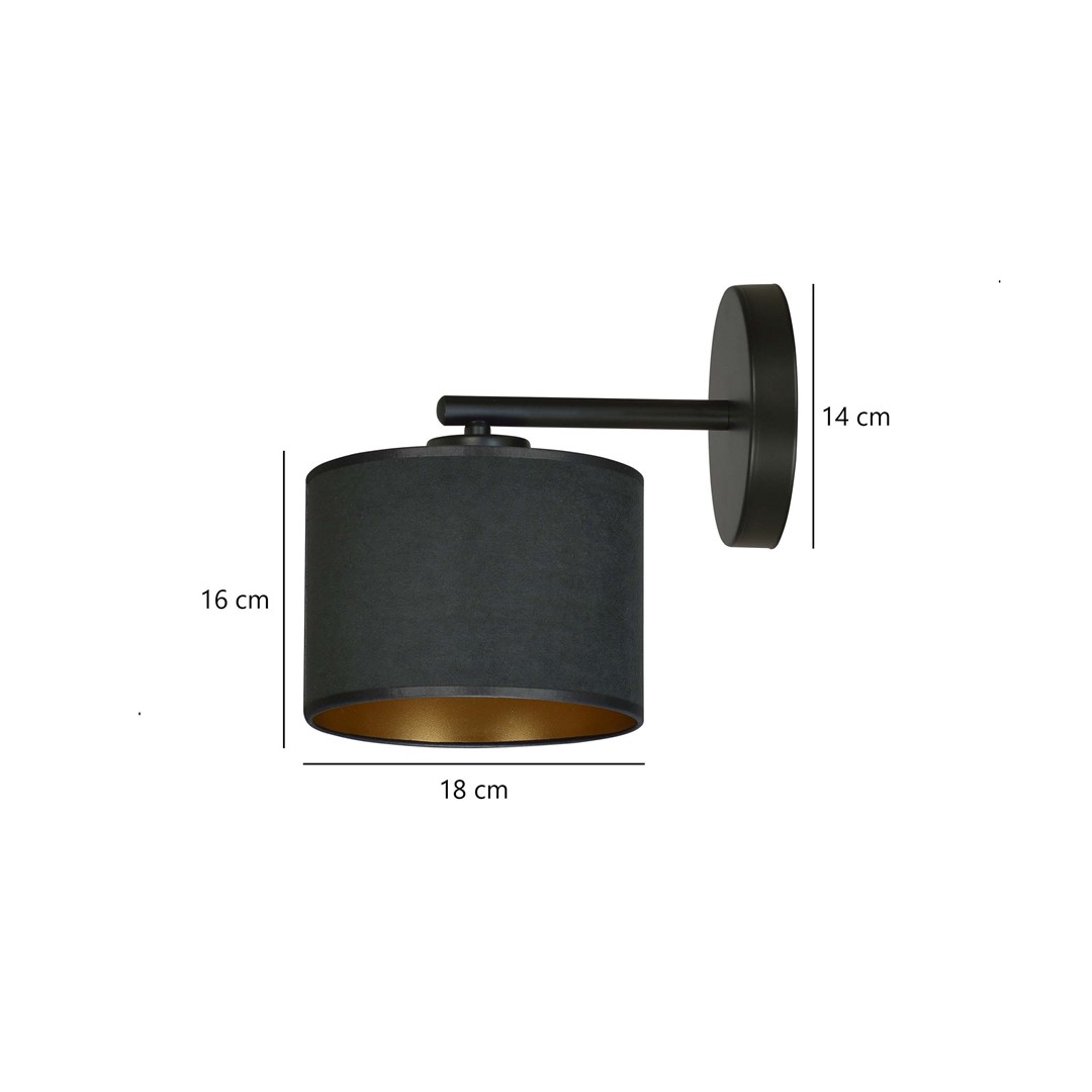 Emibig Zidna lampa HILDE 230V 15W MAX LED E27 Čelik/ Tkanina Crna