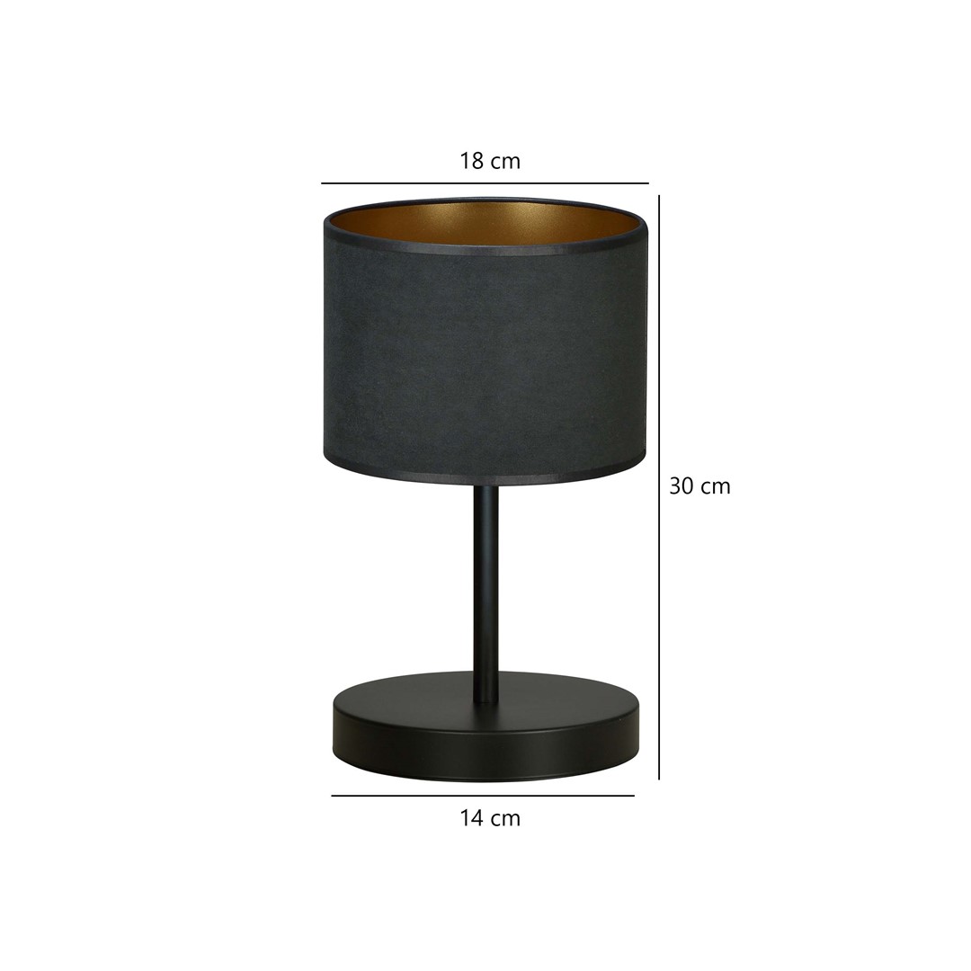 Emibig Stolna lampa HILDE 230V 15W MAX LED E27 Čelik/ Tkanina Crna