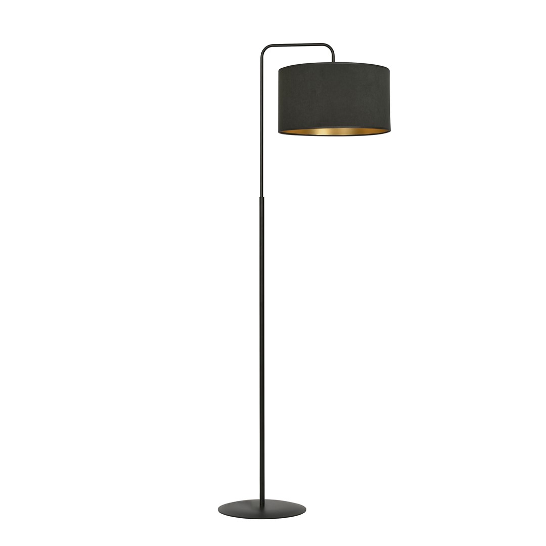 Emibig Podna lampa HILDE 230V 15W MAX LED E27 Čelik/ Tkanina Crna