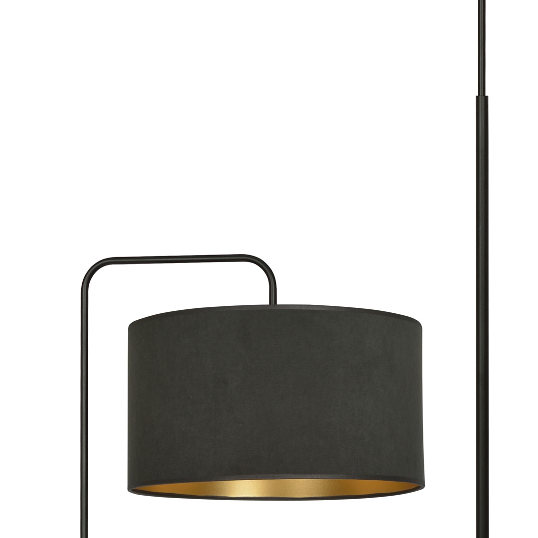 Emibig Podna lampa HILDE 230V 15W MAX LED E27 Čelik/ Tkanina Crna