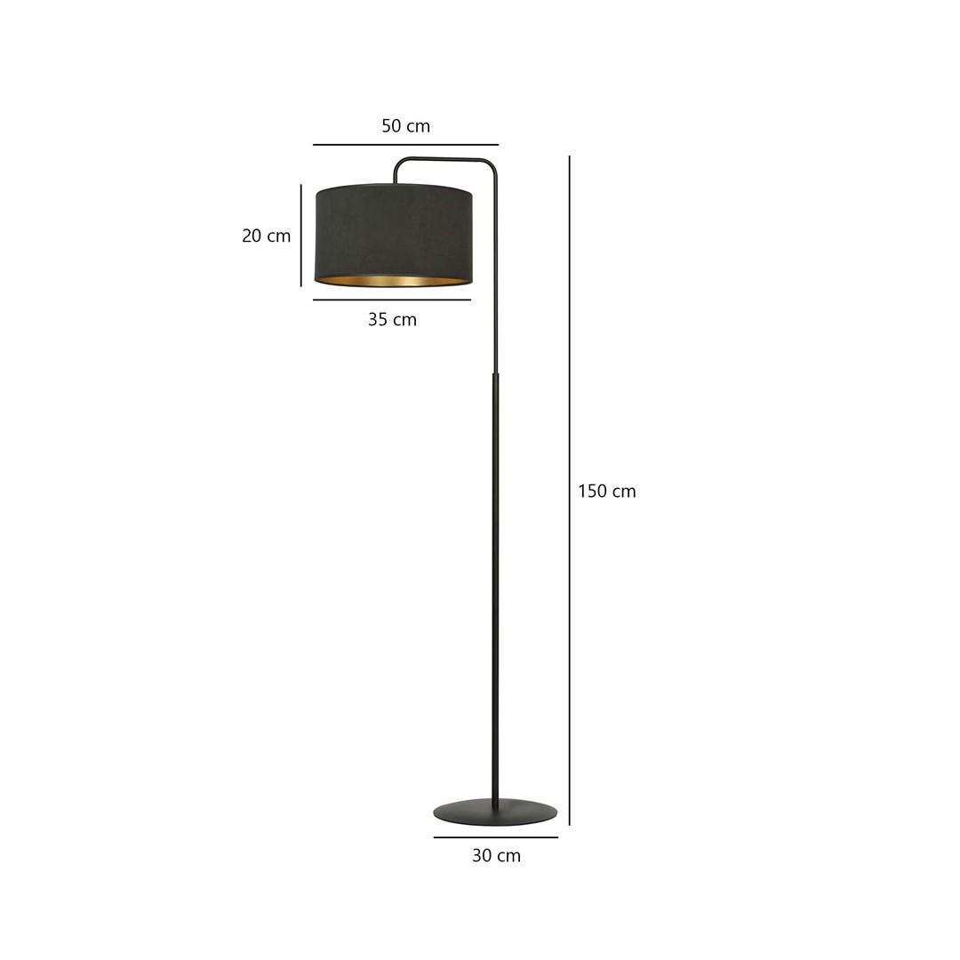 Emibig Podna lampa HILDE 230V 15W MAX LED E27 Čelik/ Tkanina Crna