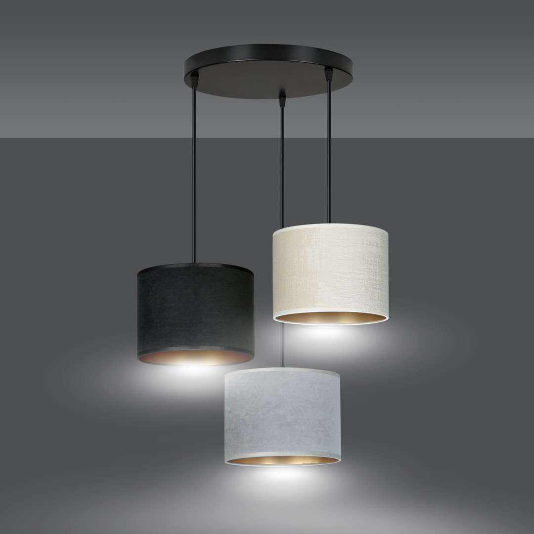 Emibig Visilica HILDE 230V 15W MAX LED E27 Čelik/ Tkanina Crna