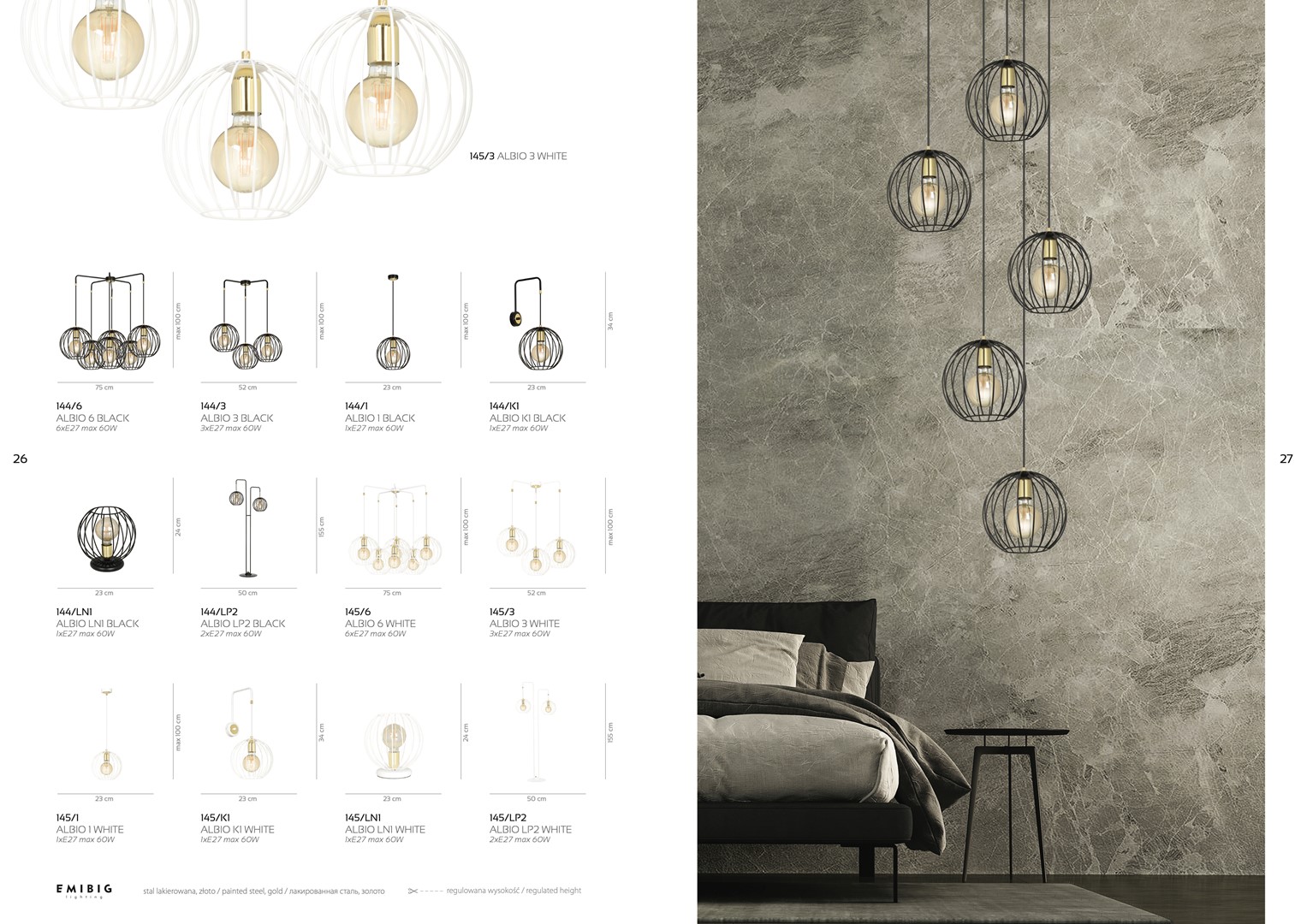 Emibig Stolna lampa ALBIO 230V 15W MAX LED E27 Čelik Bijela