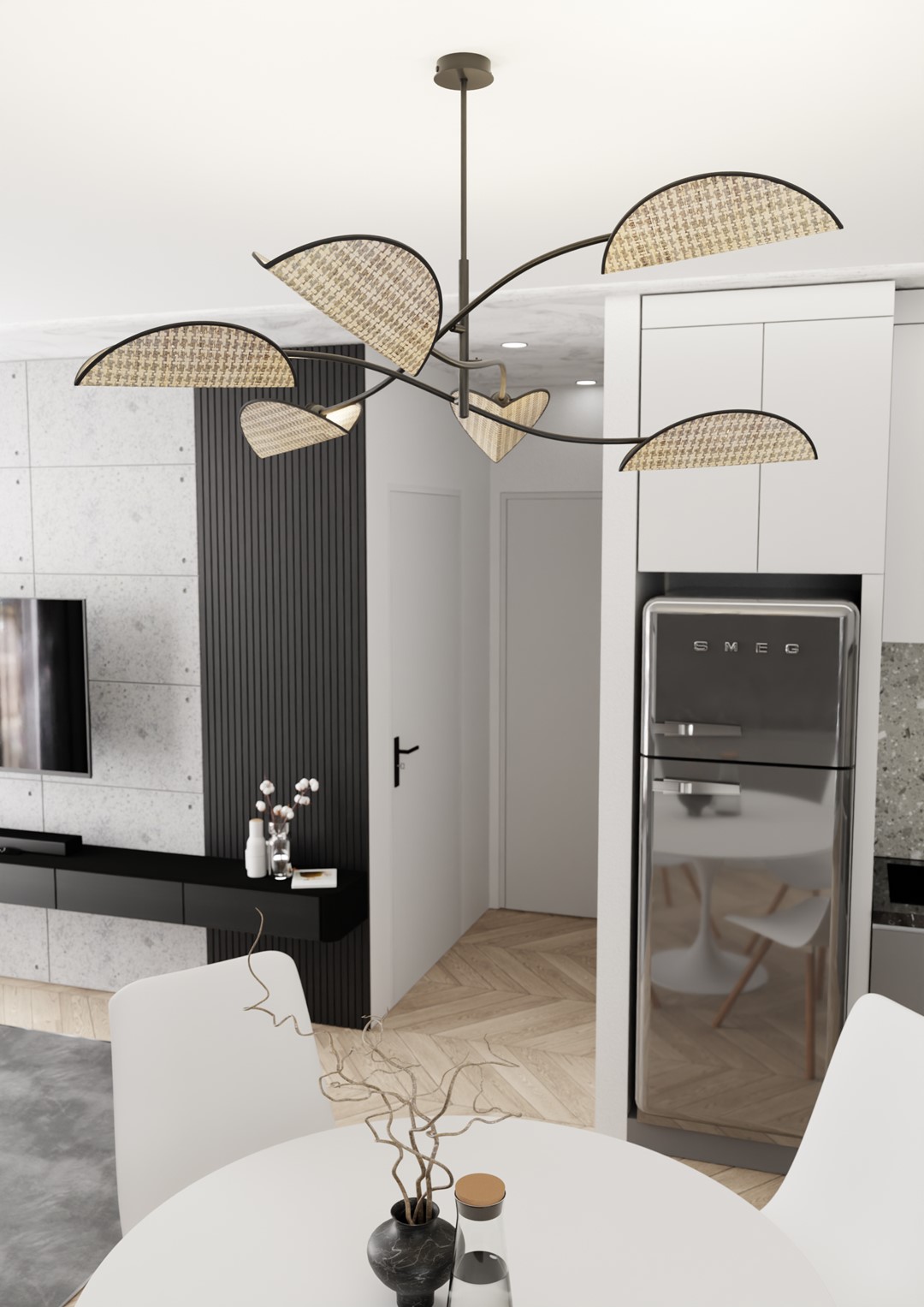 Emibig Stropna svjetiljka LOTUS 230 V 10W MAX LED E14 Čelik/ Tkanina Crna