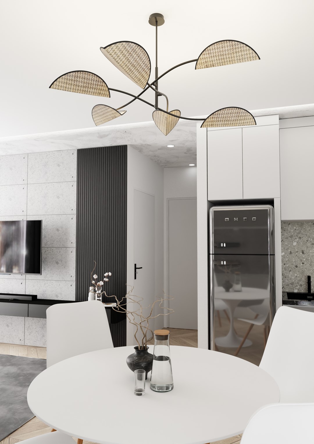 Emibig Stropna svjetiljka LOTUS 230 V 10W MAX LED E14 Čelik/ Tkanina Crna