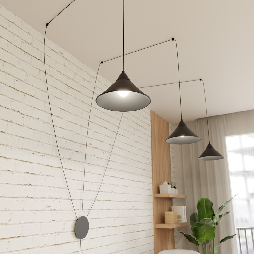 Emibig Visilica ABRAMO 230V 15W MAX LED E27 Čelik Crna