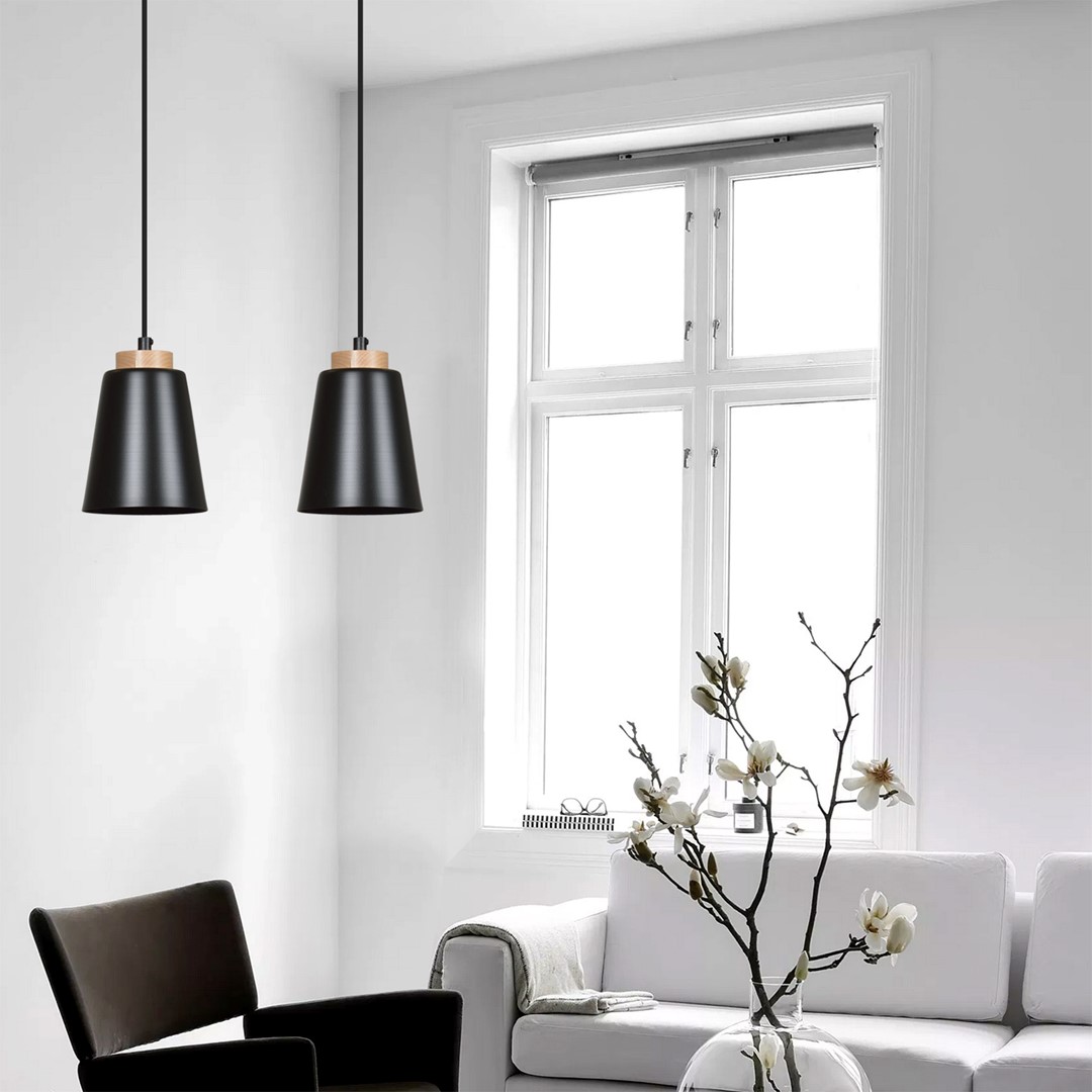 Emibig Visilica BOLERO 230V 15W MAX LED E27 Čelik/ Drvo Crna