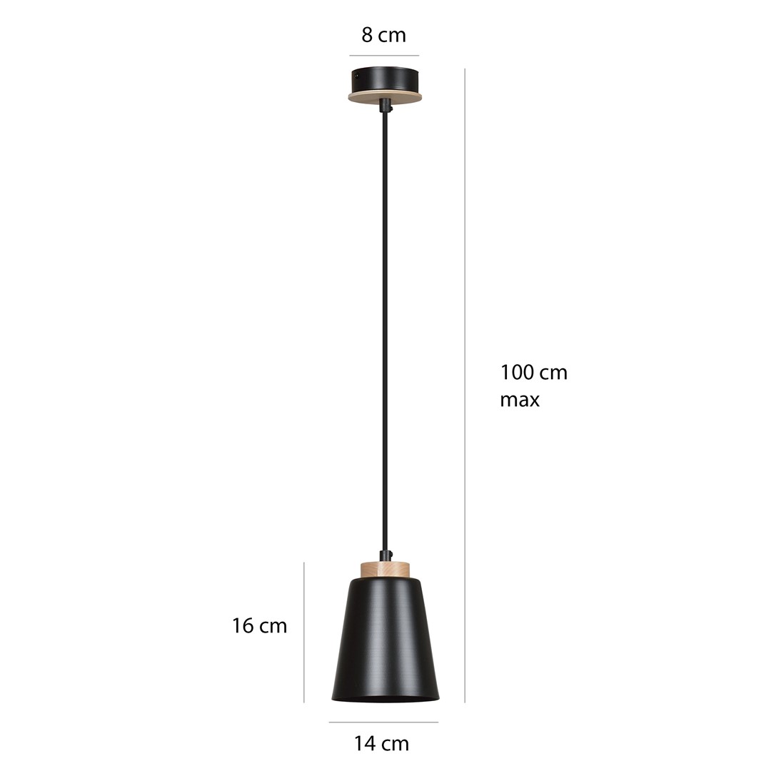 Emibig Visilica BOLERO 230V 15W MAX LED E27 Čelik/ Drvo Crna