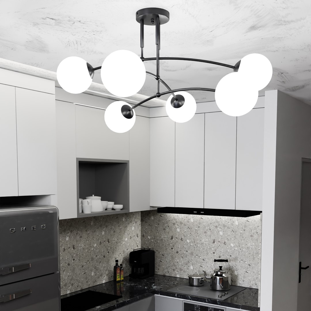 Emibig Stropna svjetiljka PREGOS 230V 10W MAX LED E14 Čelik/ Staklo Crna