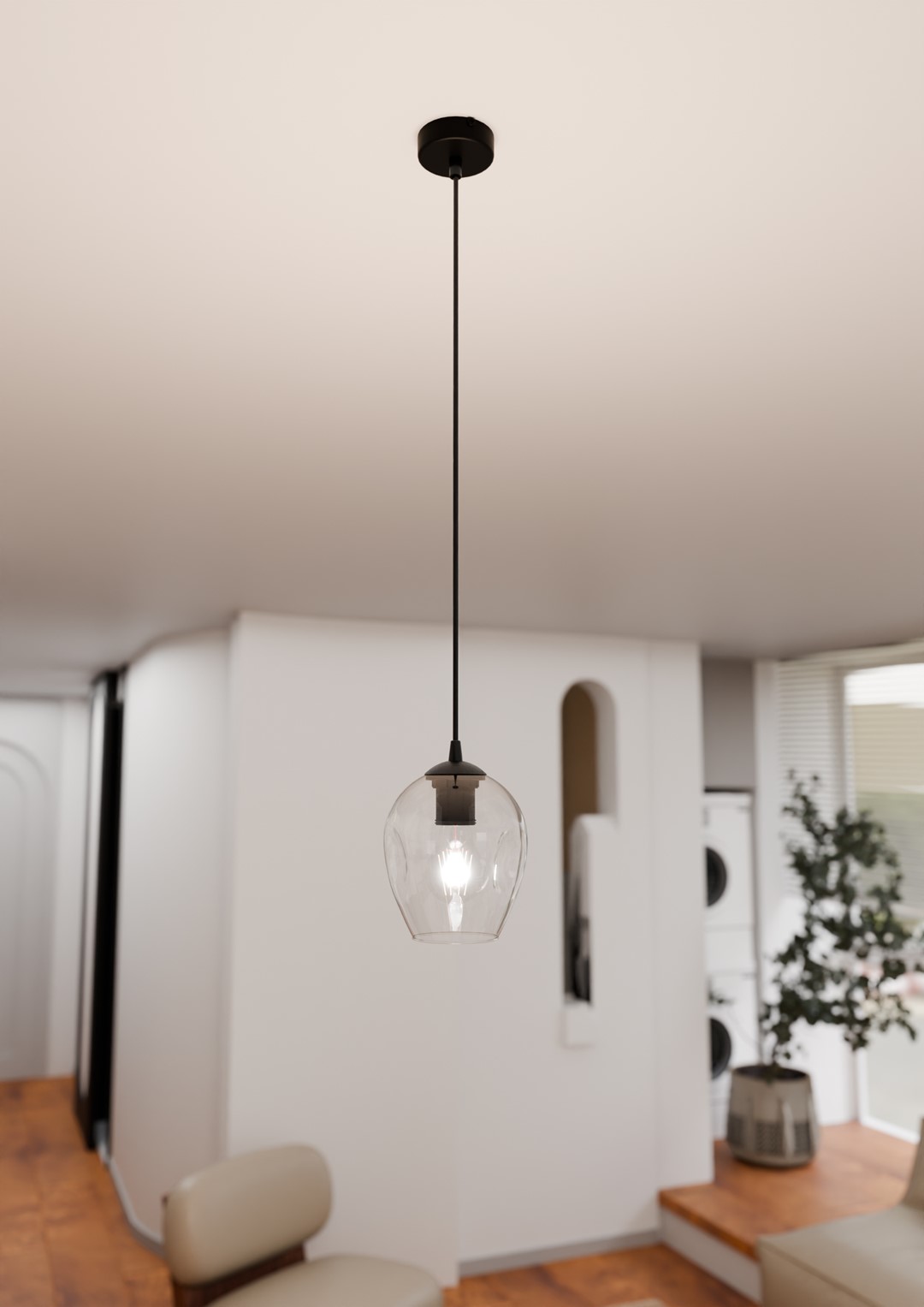 Emibig Visilica ISTAR 230V 10W MAX LED E27 Čelik/ Staklo Crna