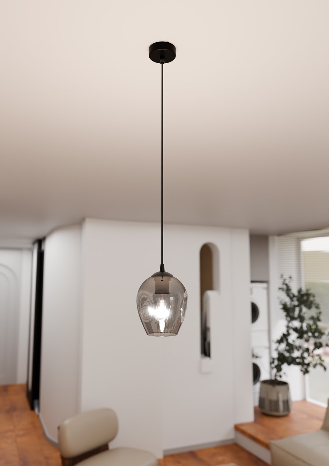 Emibig Visilica ISTAR 230V 10W MAX LED E27 Čelik/ Staklo Crna