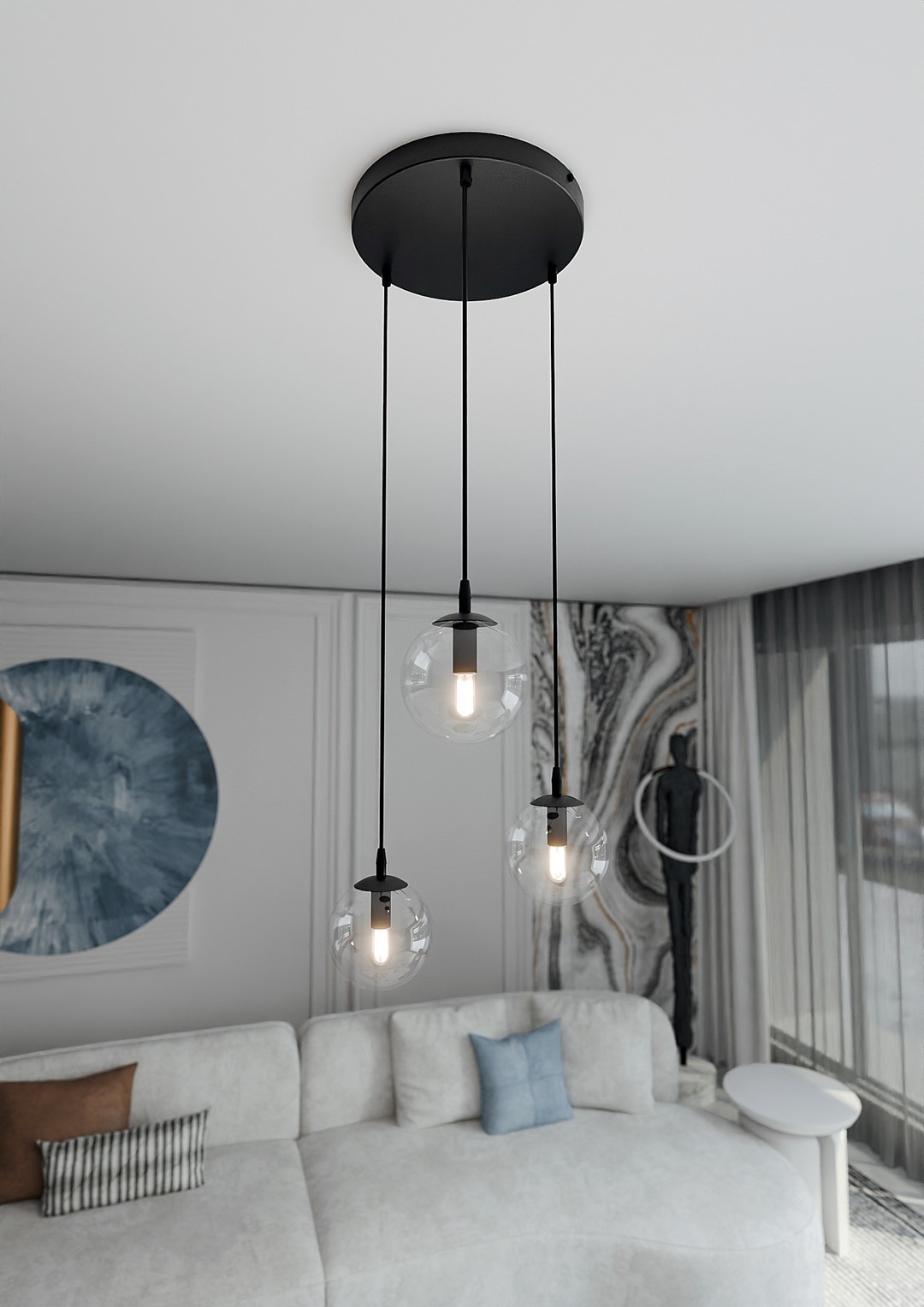 Emibig Visilica COSMO 230V 10W MAX LED E14 Čelik/ Staklo Crna