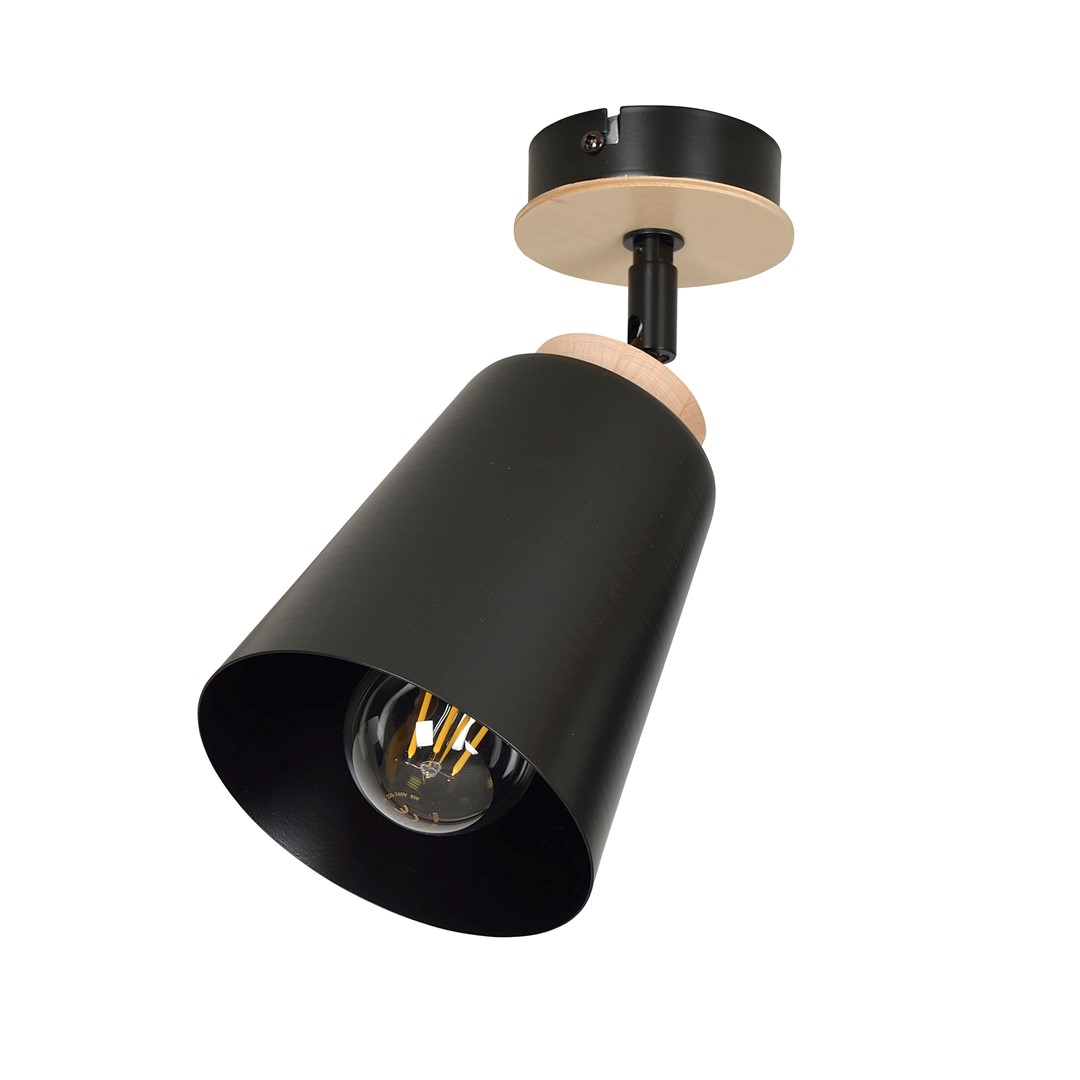 Emibig Stropna svjetiljka ATLAS 230V 15W MAX LED E27 Čelik/ Šperploča Crna