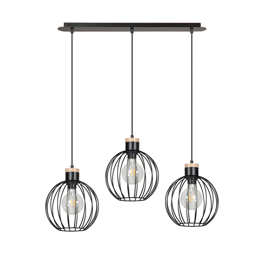 Emibig Visilica BARBADO 230V 15W MAX LED E27 Čelik/ Drvo Crna