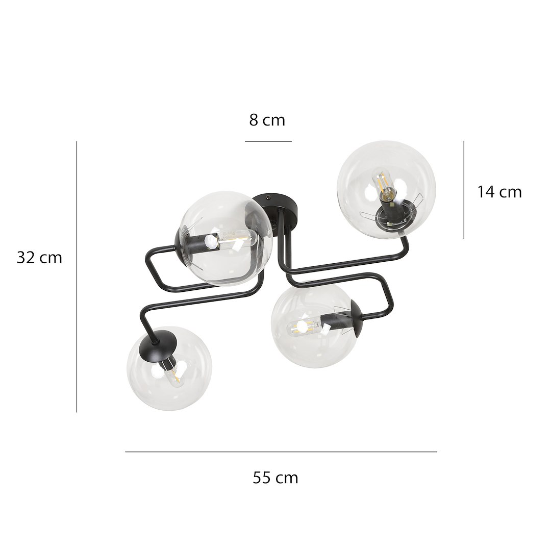Emibig Stropna svjetiljka BRENDI 230V 10W MAX LED E14 Čelik/ Staklo Crna