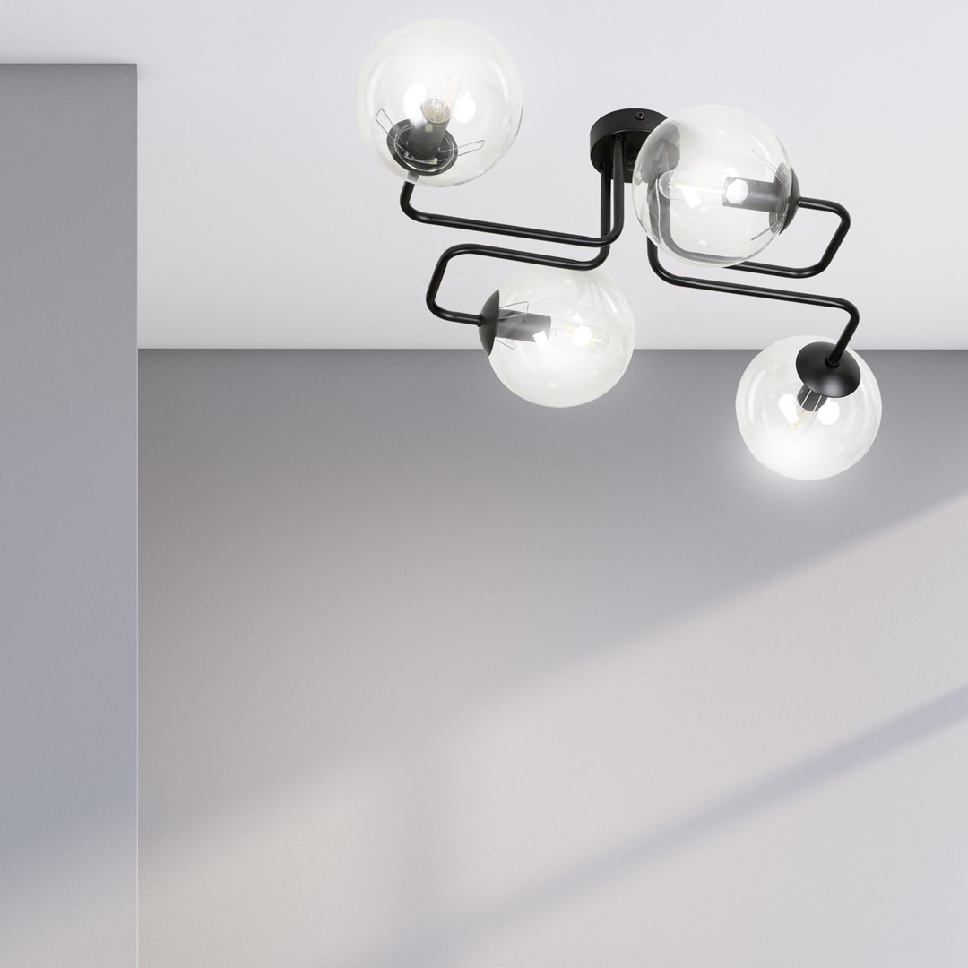 Emibig Stropna svjetiljka BRENDI 230V 10W MAX LED E14 Čelik/ Staklo Crna