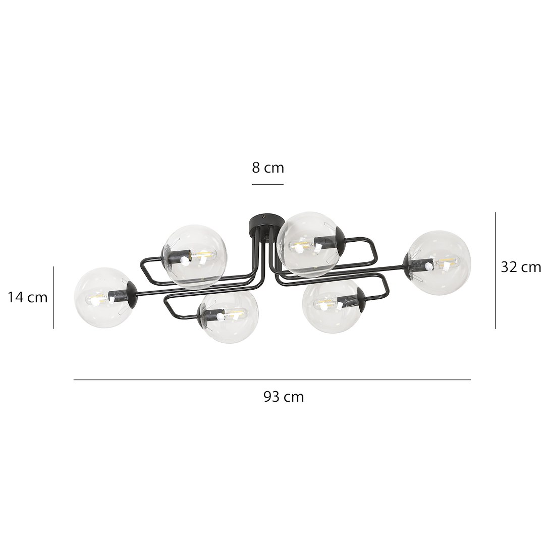 Emibig Stropna svjetiljka BRENDI 230V 10W MAX LED E14 Čelik/ Staklo Crna