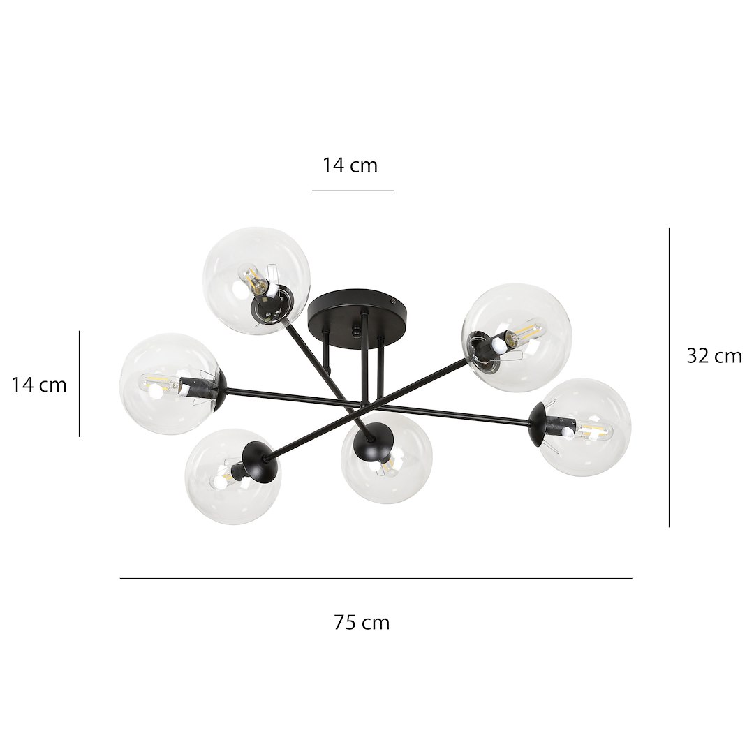Emibig Stropna svjetiljka BRENDI 230V 10W MAX LED E14 Čelik/ Staklo Crna